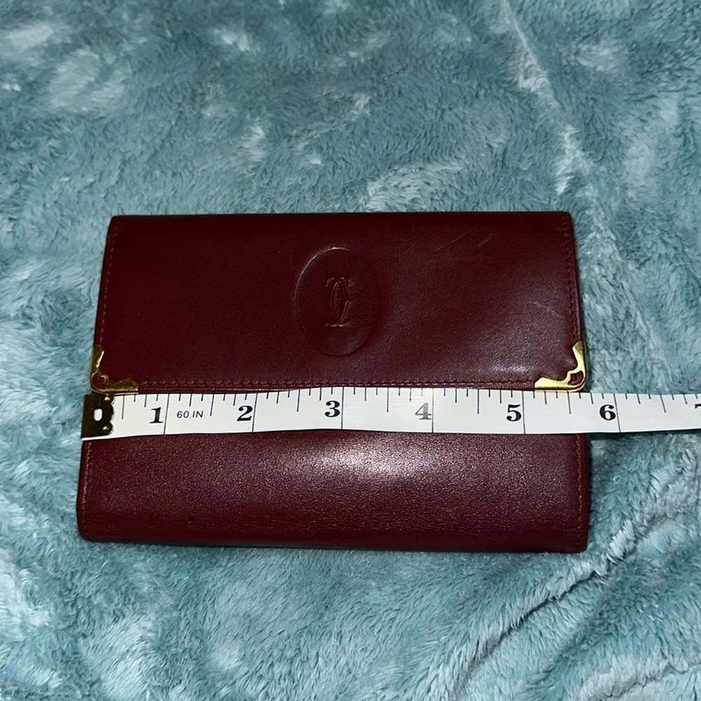 Cartier Burgundy Tri Fold Wallet With Kiss Lock 💋 - Picture 13 of 15